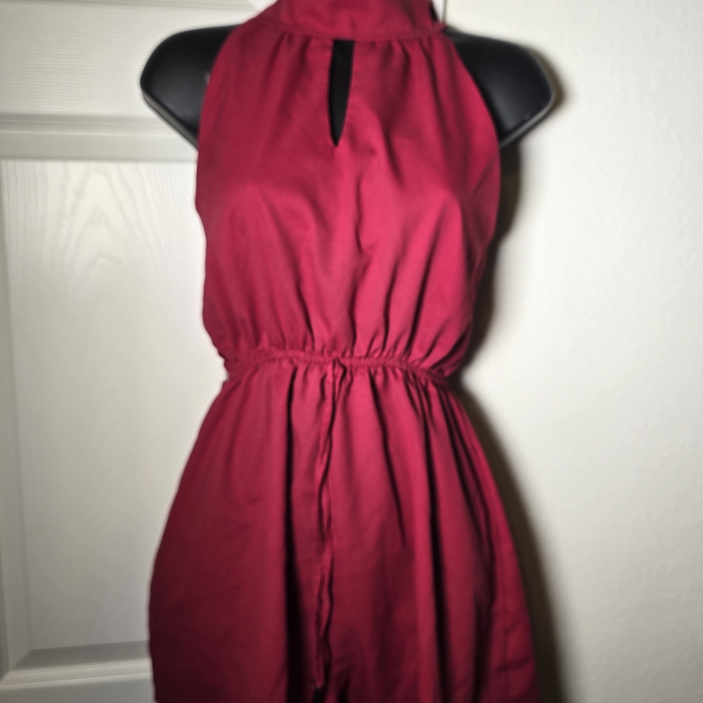 SHEIN Elegant Red Halter Mini Dress